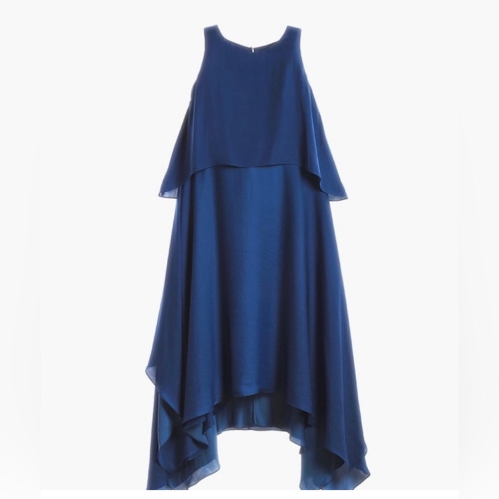 NWT Chico's Black Label Elegant Navy Blue Layered Dress Flowy